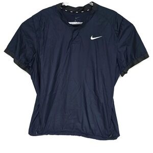 Nike Yoga‎ Women's Navy Size XL Short Sleeve Blue Yoga Top